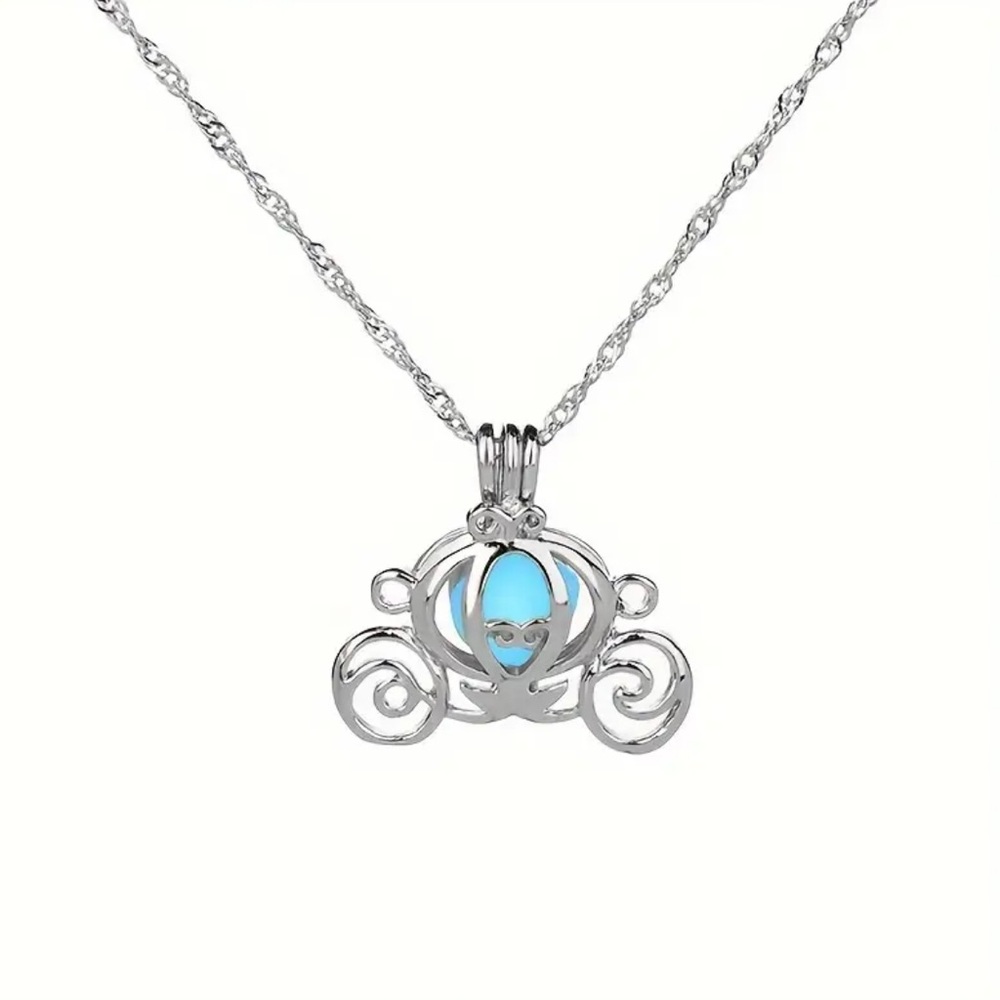 NEW Disney Princess Cinderella-inspired‎ Carriage Necklace Blue Glow-in-the-Dark